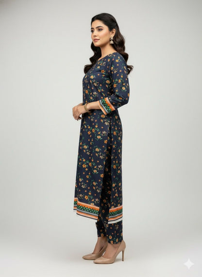2 PC Cotton Allover Unstitched Suit Vol-1939