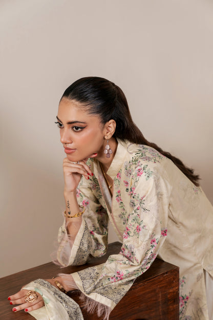 3Pc Firdous Cambric Printed Suit - D746