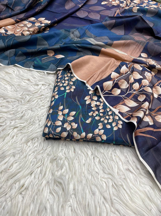 3Pc Linen Allover Unstitched Suit - 0121