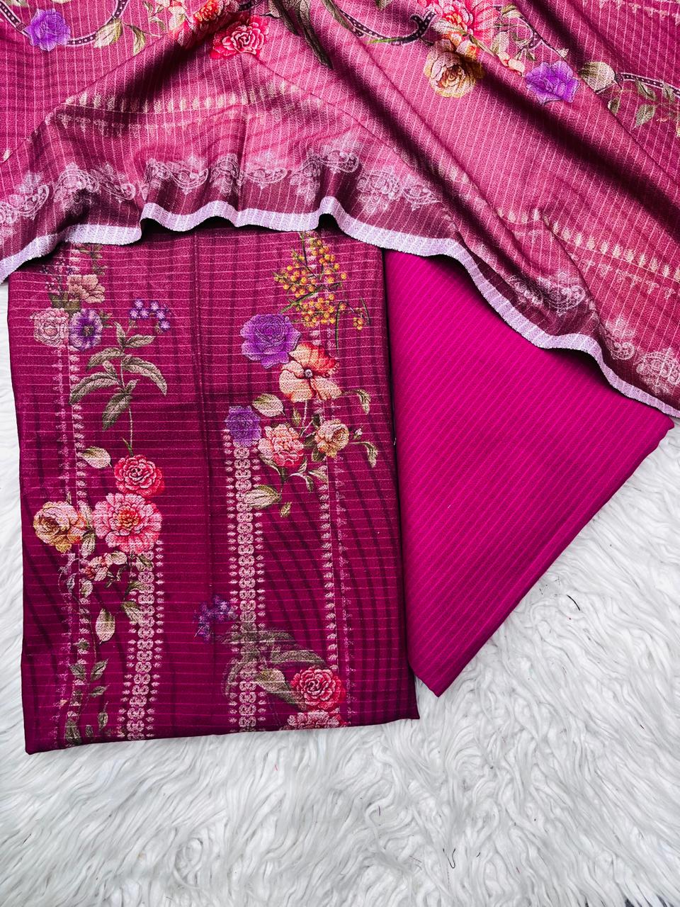 3Pc BanaDora Dhanak Unstitched Suit vol- 0113