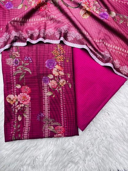 3Pc BanaDora Dhanak Unstitched Suit vol- 0113