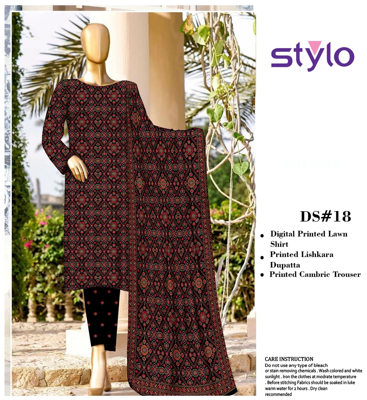 3Pc Stylo Lawn Printed Vol-0011